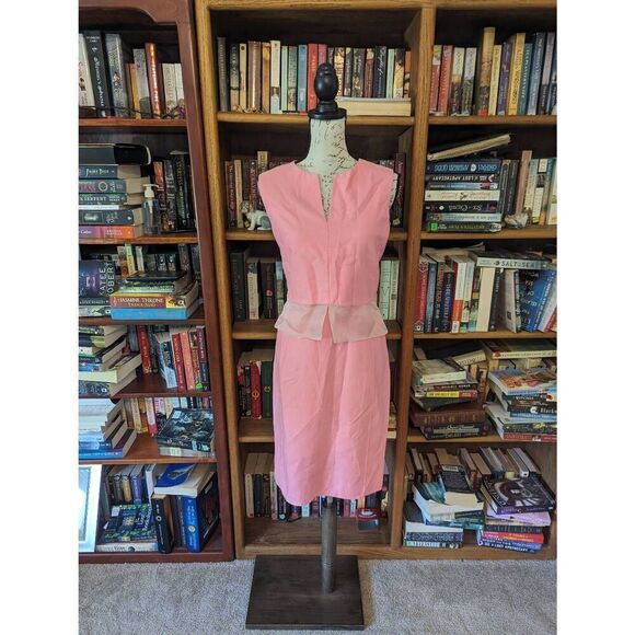 AKRIS Women’s 6 Pink Sleeveless Professional Midi Silk Dress V Neck Zipper - Picture 1 of 9